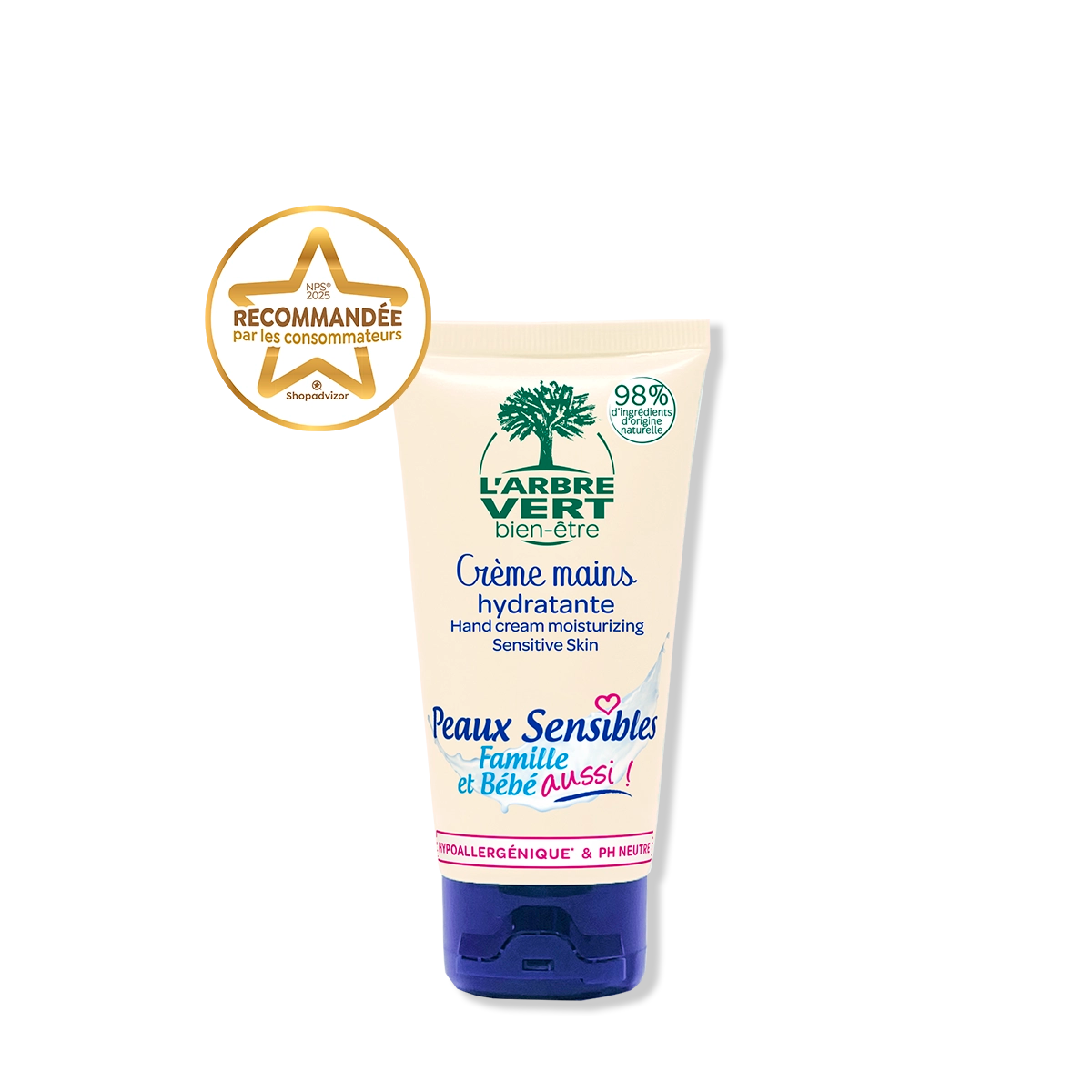 Crème mains hydratante à l'huile d'Amande Peaux sensibles 75 mL
