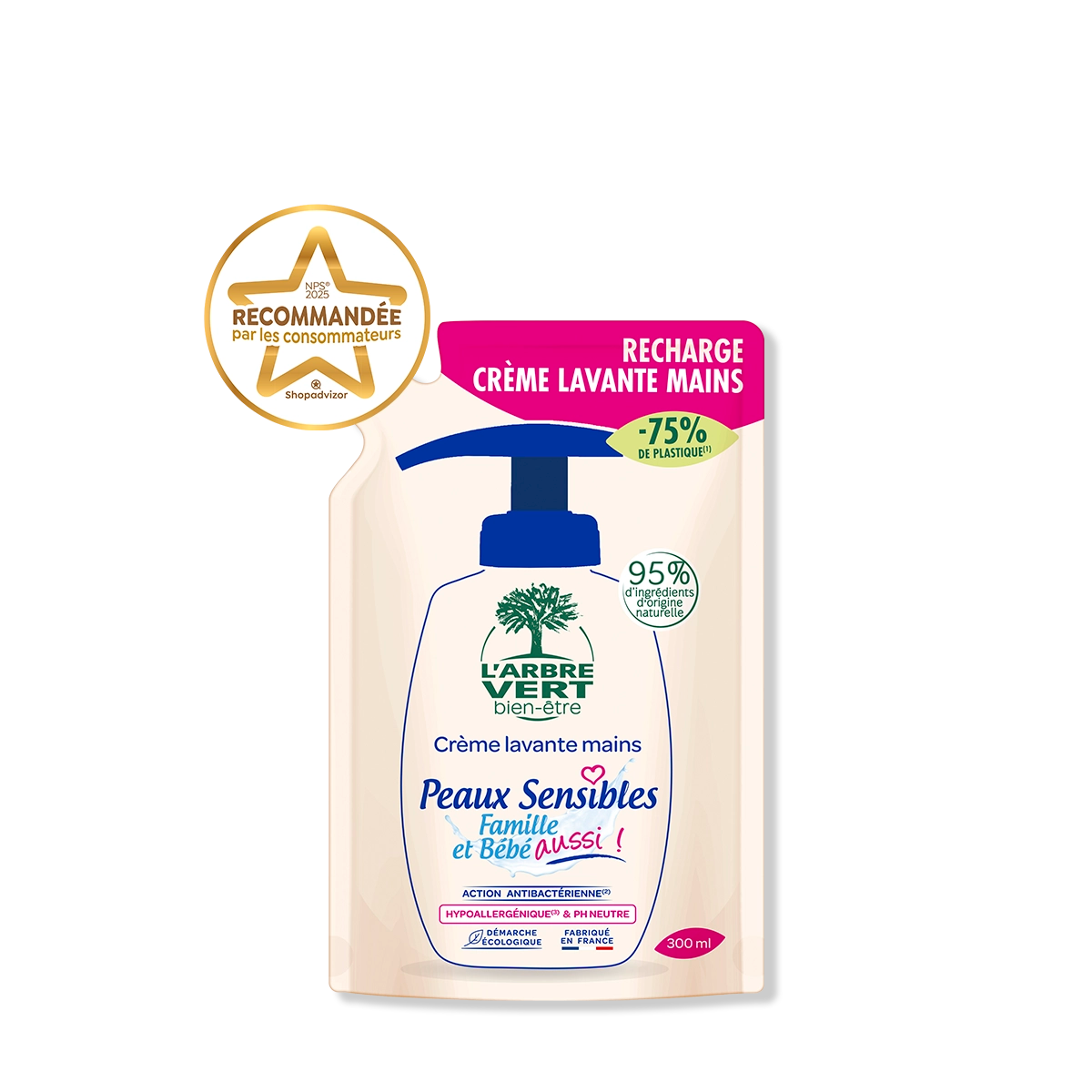 Recharge crème lavante mains Peaux sensibles 300 mL