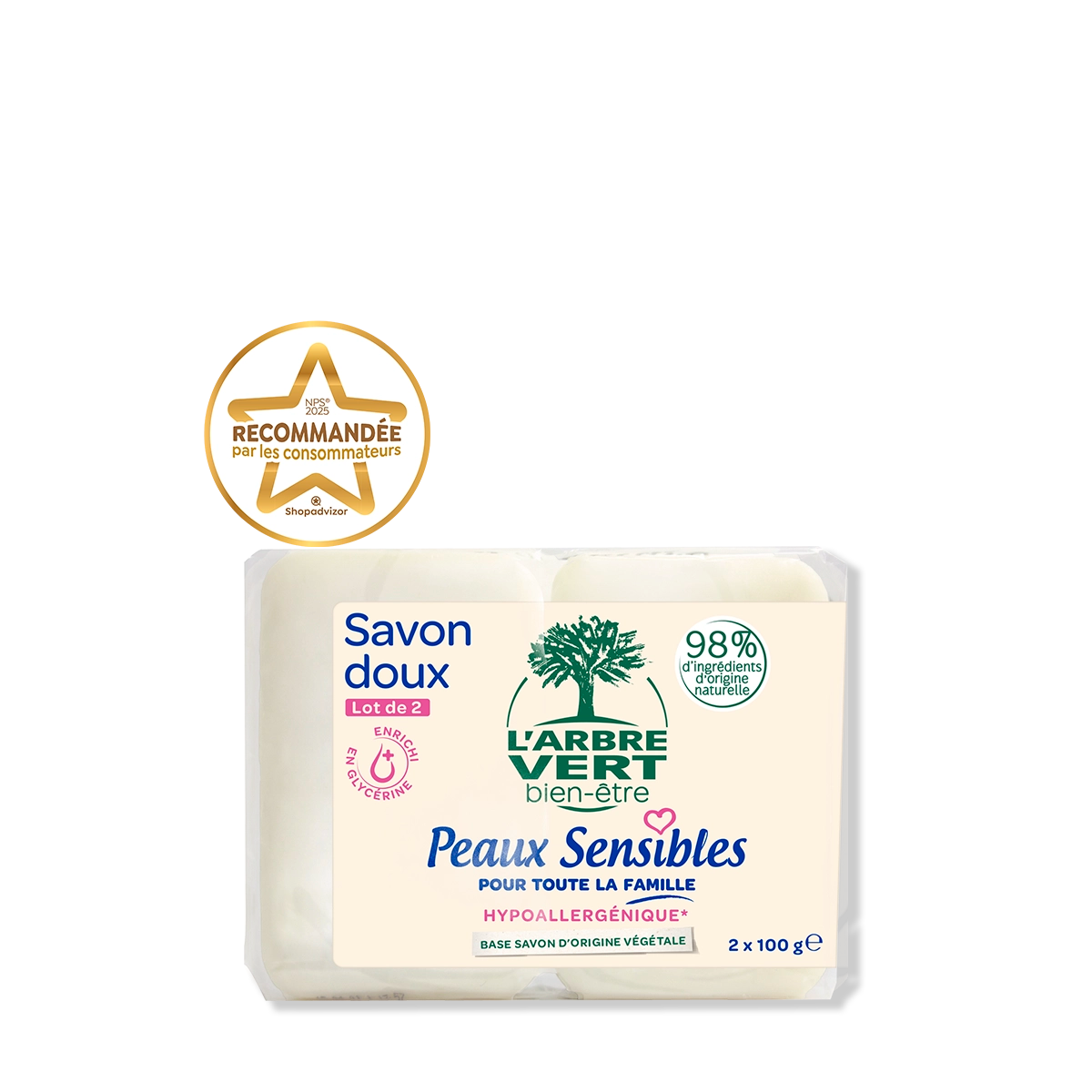 Savon doux Peaux sensibles 2 x 100 g
