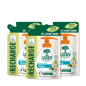 Lot de 3 recharges gel lavant mains Parfum Monoï 3 x 300 mL