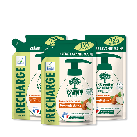 Lot de 3 recharges crème lavante mains Amande douce 3 x 300 mL