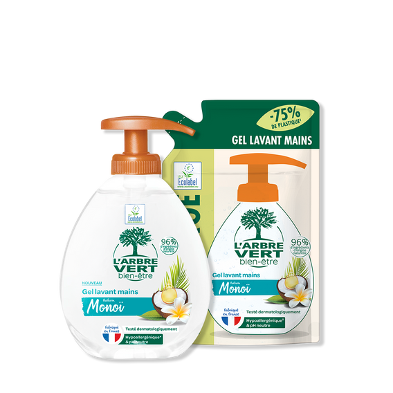 Pack Gel lavant mains et recharge Monoï 2 x 300 mL