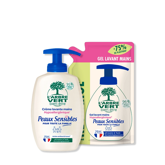 Pack crème lavante et recharge Peaux Sensibles 2 x 300 mL