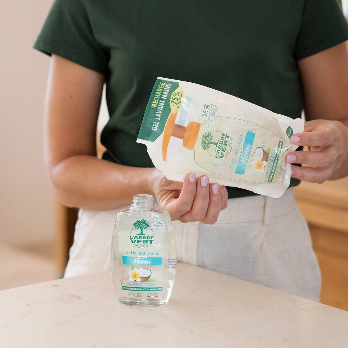 Lot de 3 recharges gel lavant mains Monoï 3 x 300 mL