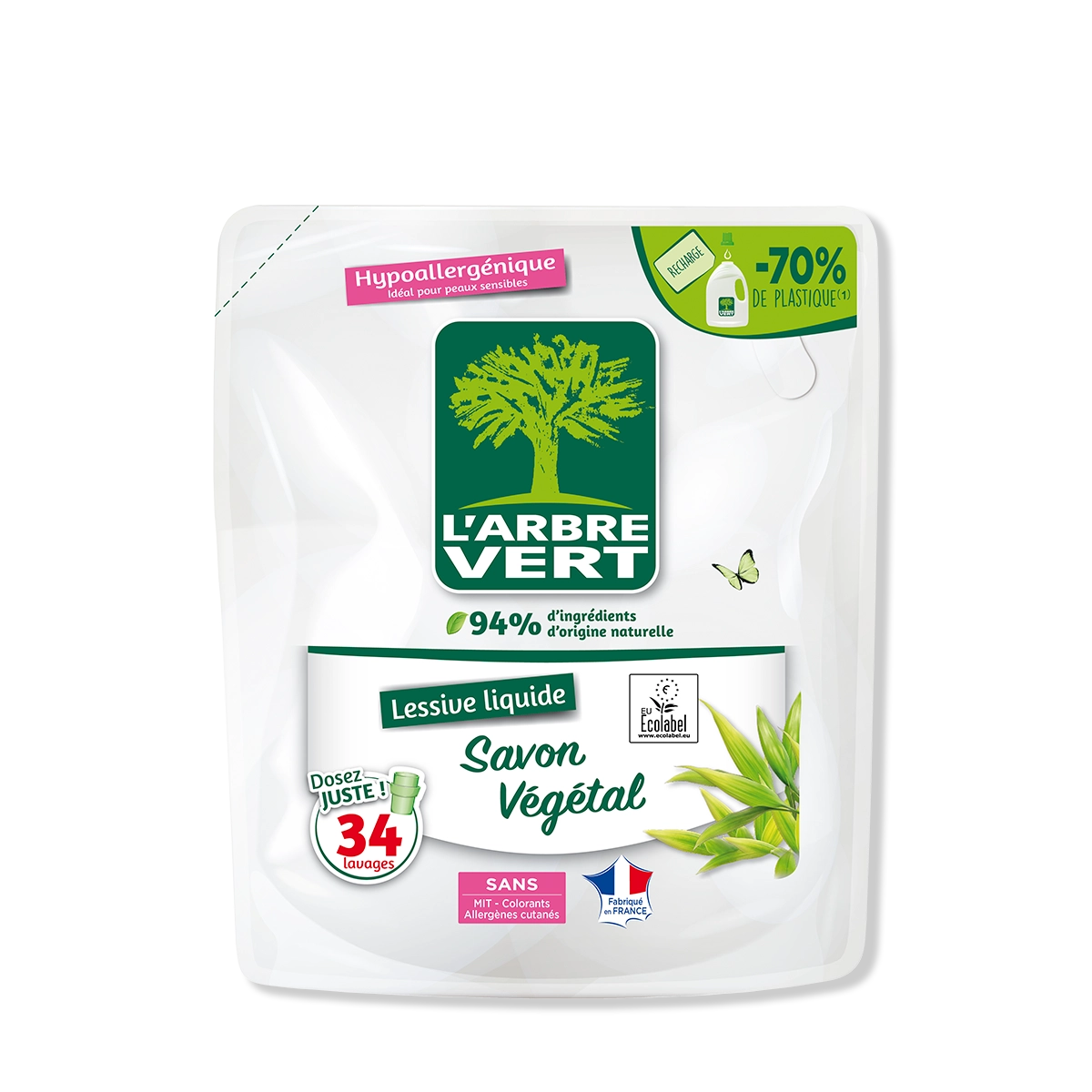 L'Arbre Vert Recharge Lessive Savon Vgtal 1,53 L L'Arbre Vert L'Arbre Vert Recharge Lessive Savon Vgtal 1,53 L L'Arbre Vert