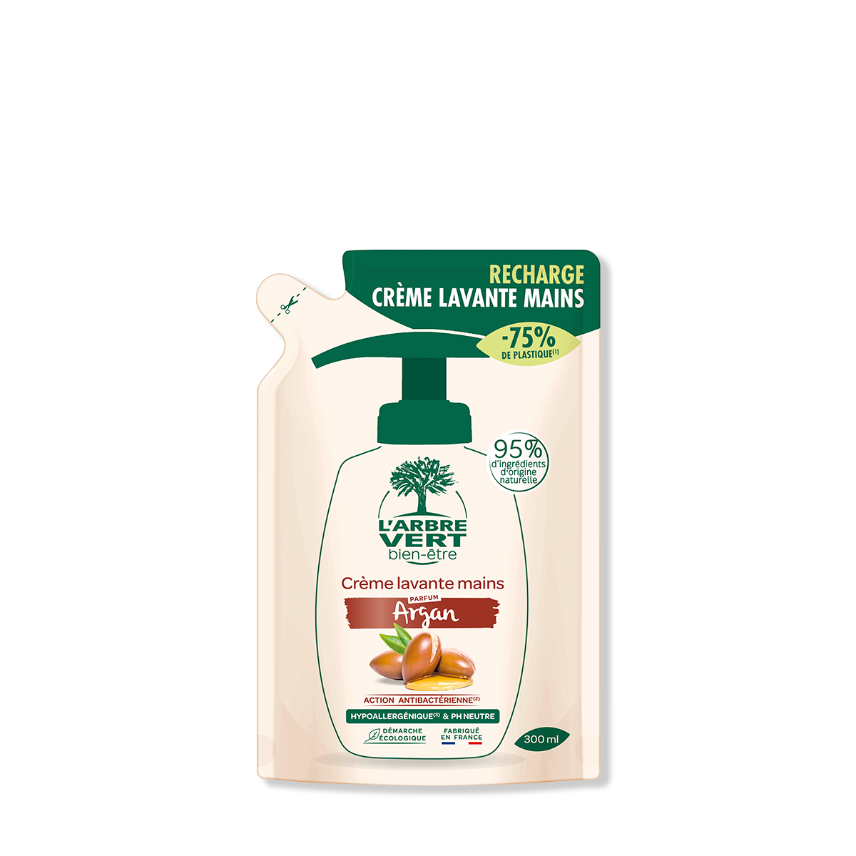 Recharge crème lavante mains Argan 300 mL