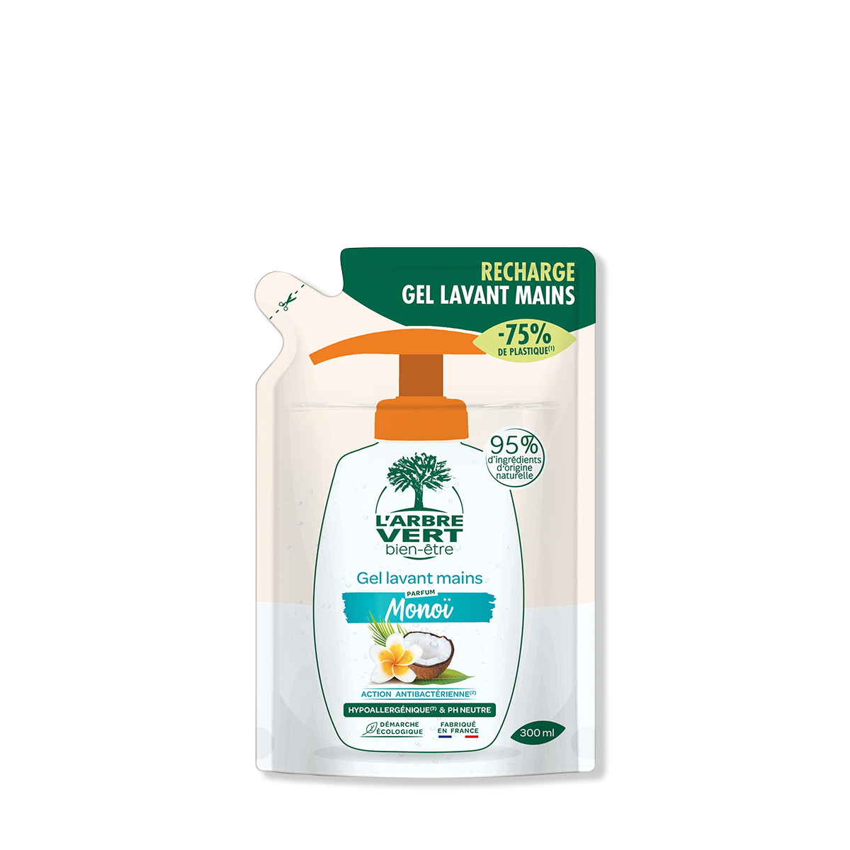 Recharge gel lavant mains Monoï 300 mL