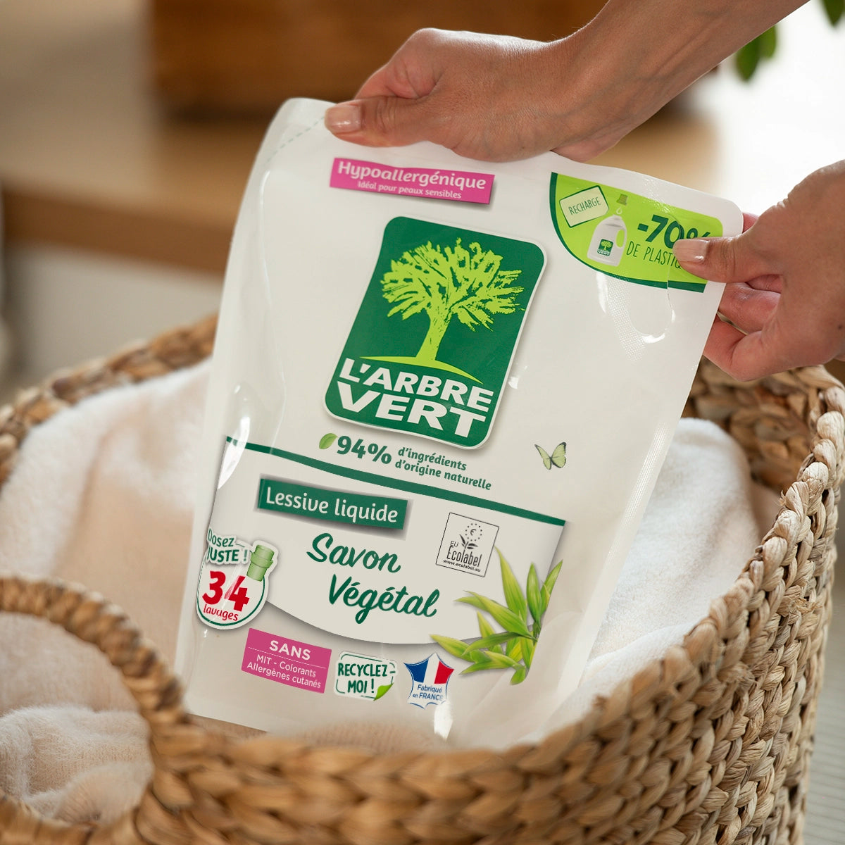 Pack lessive et recharge Savon Végétal 2 x 1,53L