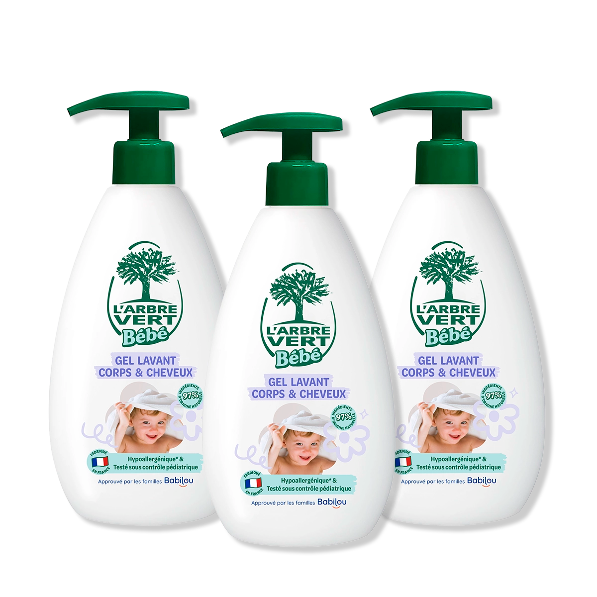 Lot de 3 Gel Lavant Corps et Cheveux