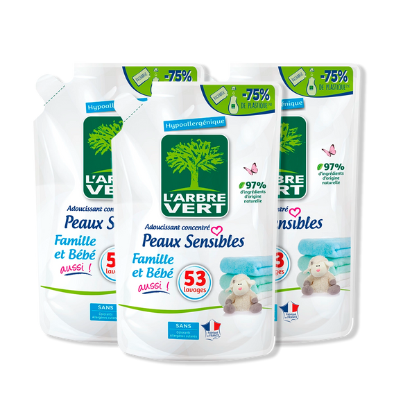 Lot de 3 recharges adoucissant peaux sensibles 3 x 800 mL