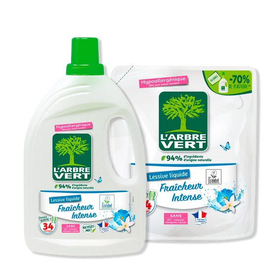 Pack lessive et recharge Fraîcheur Intense 2 x 1,53L