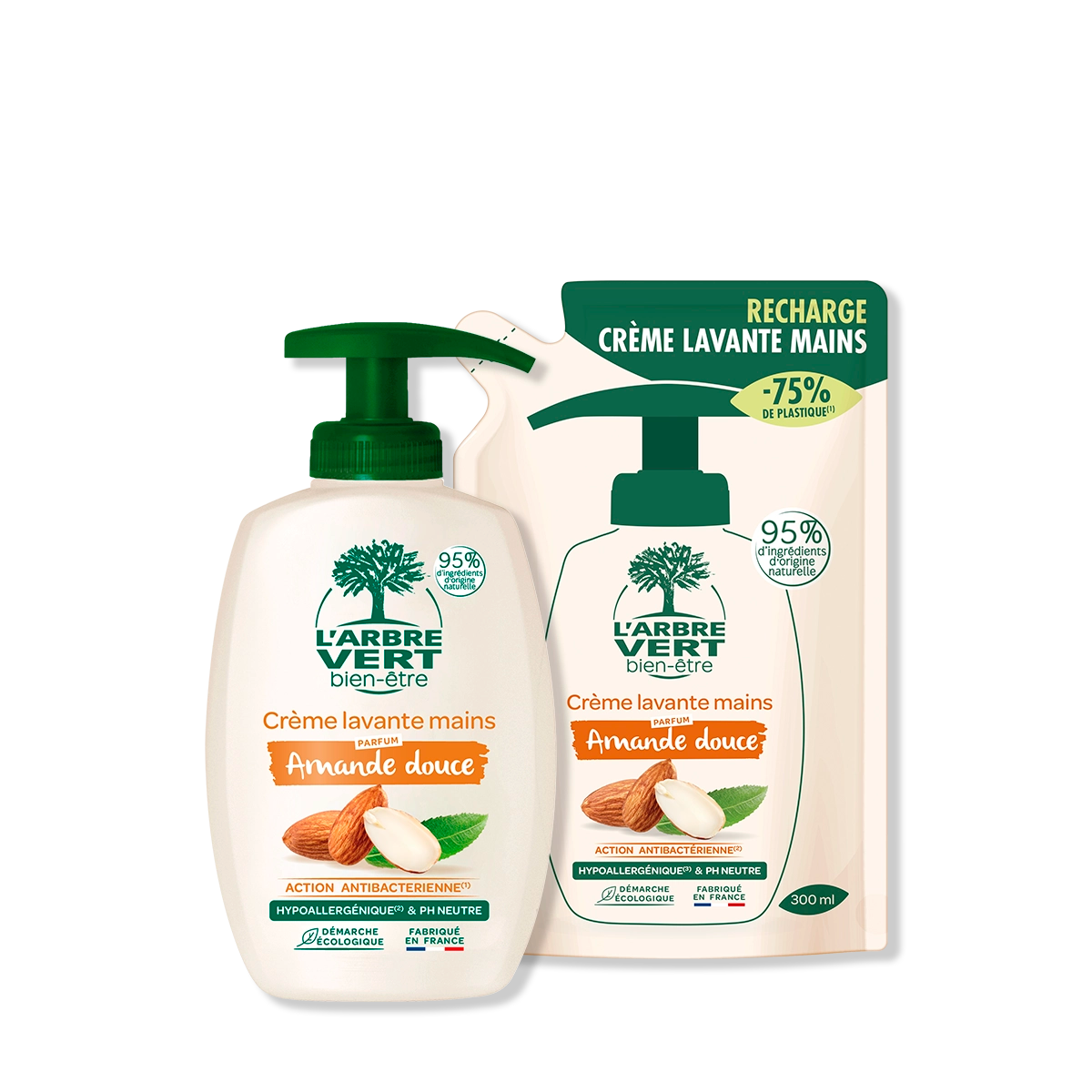 Pack crème lavante mains et recharge Amande douce 2 x 300 mL