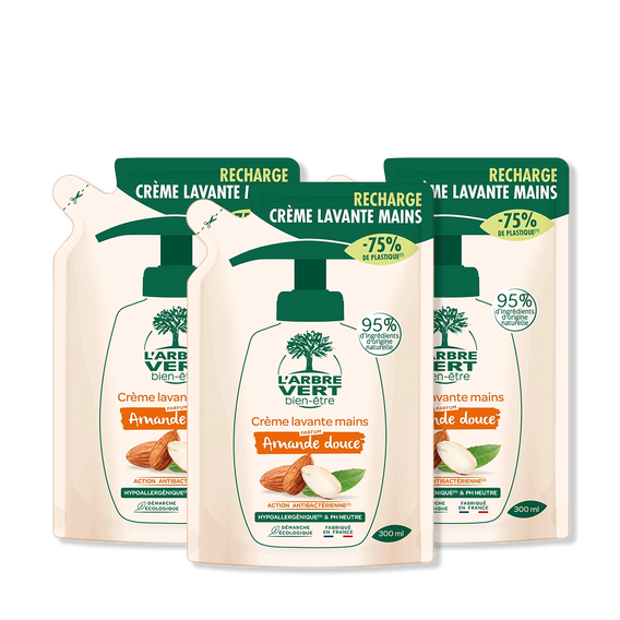 Lot de 3 recharges crème lavante mains Amande douce 3 x 300 mL