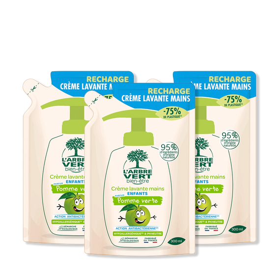 Lot de 3 recharges crème lavante mains Enfants Pomme 3 x 300 mL