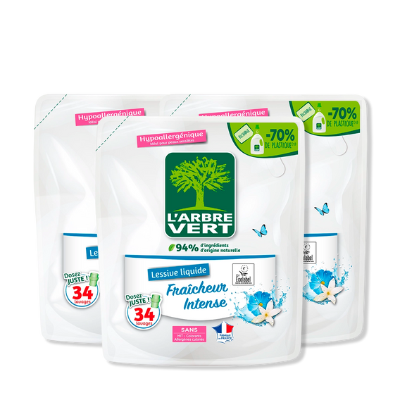 Lot de 3 recharges lessive Fraîcheur Intense 3 x 1,53L
