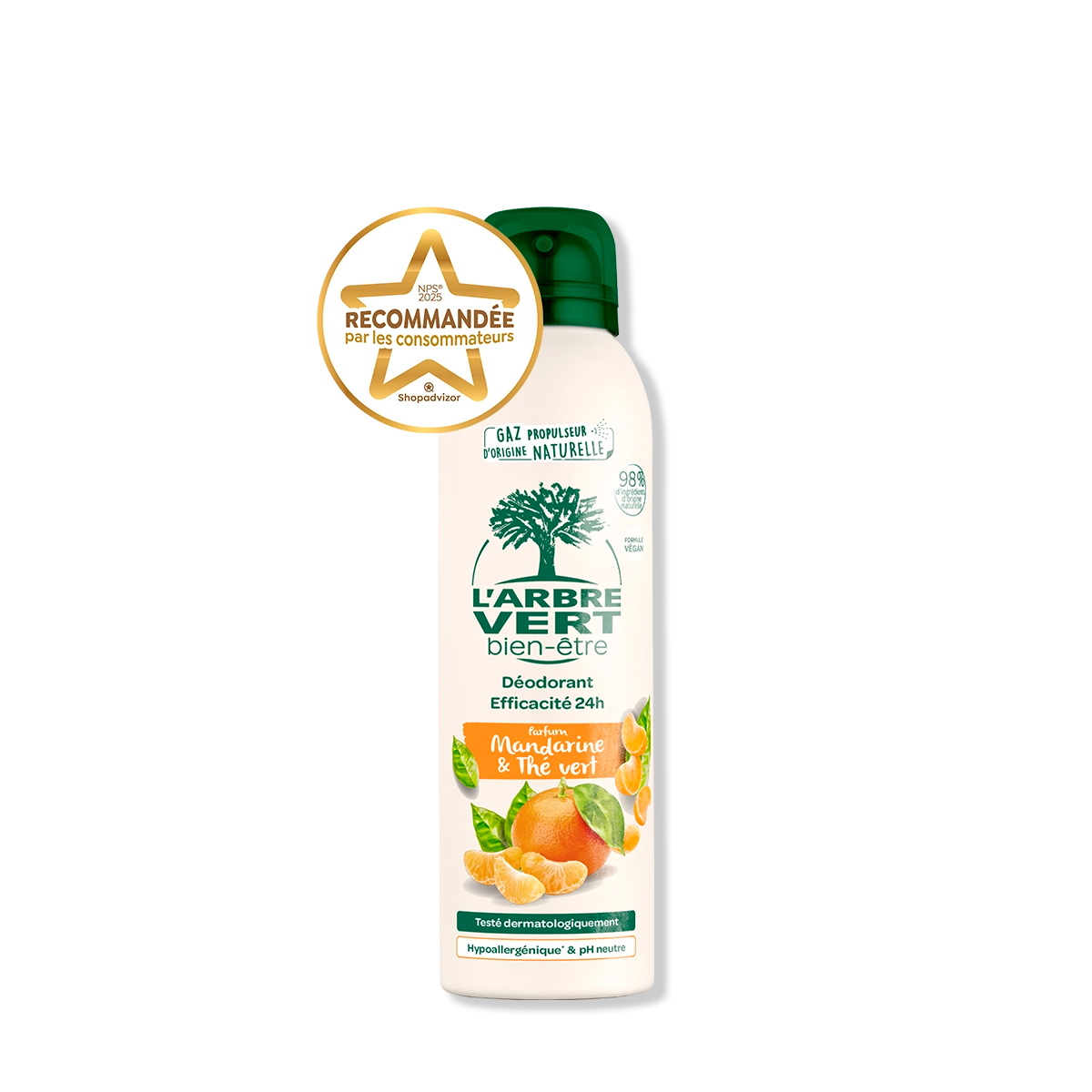 Déodorant éco-spray Mandarine & Thé Vert 125 mL