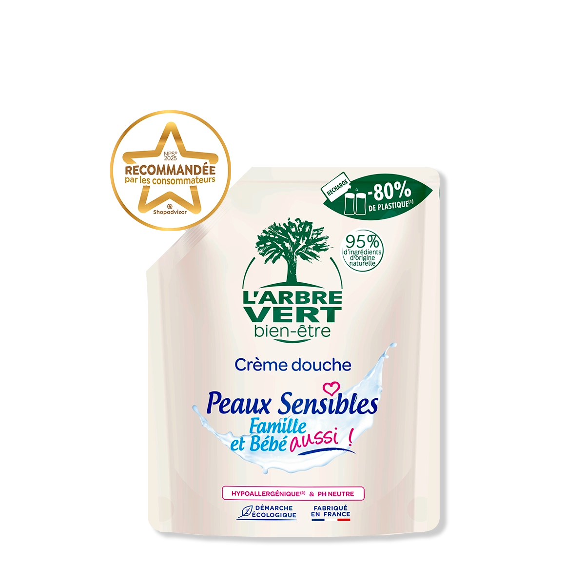 Recharge Douche Peaux Sensibles avec bouchon 500mL