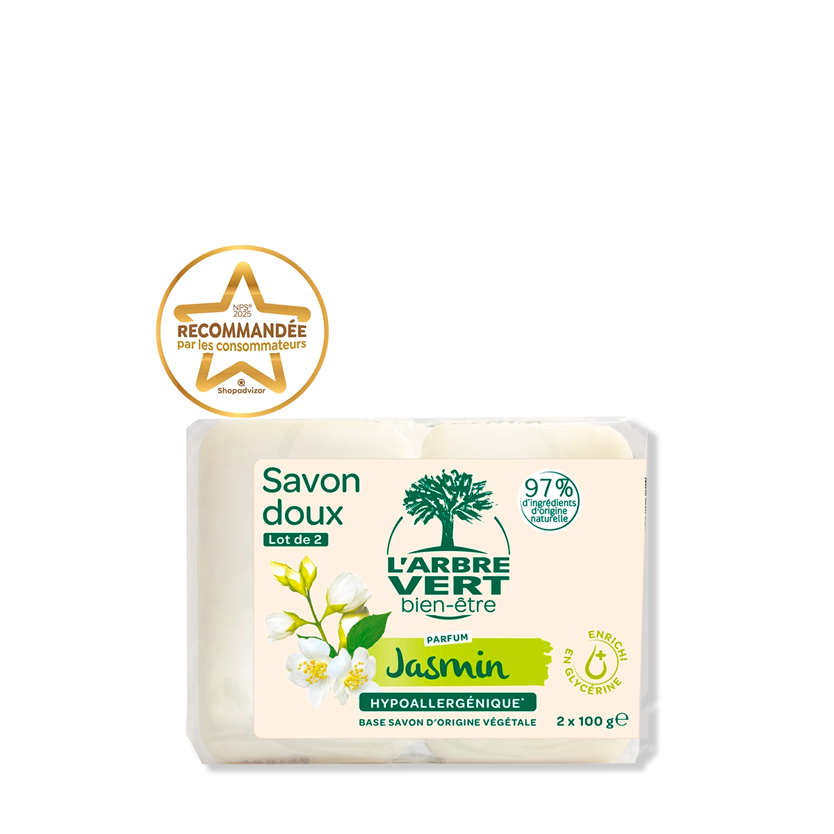 Savon doux Jasmin 2 x 100 g
