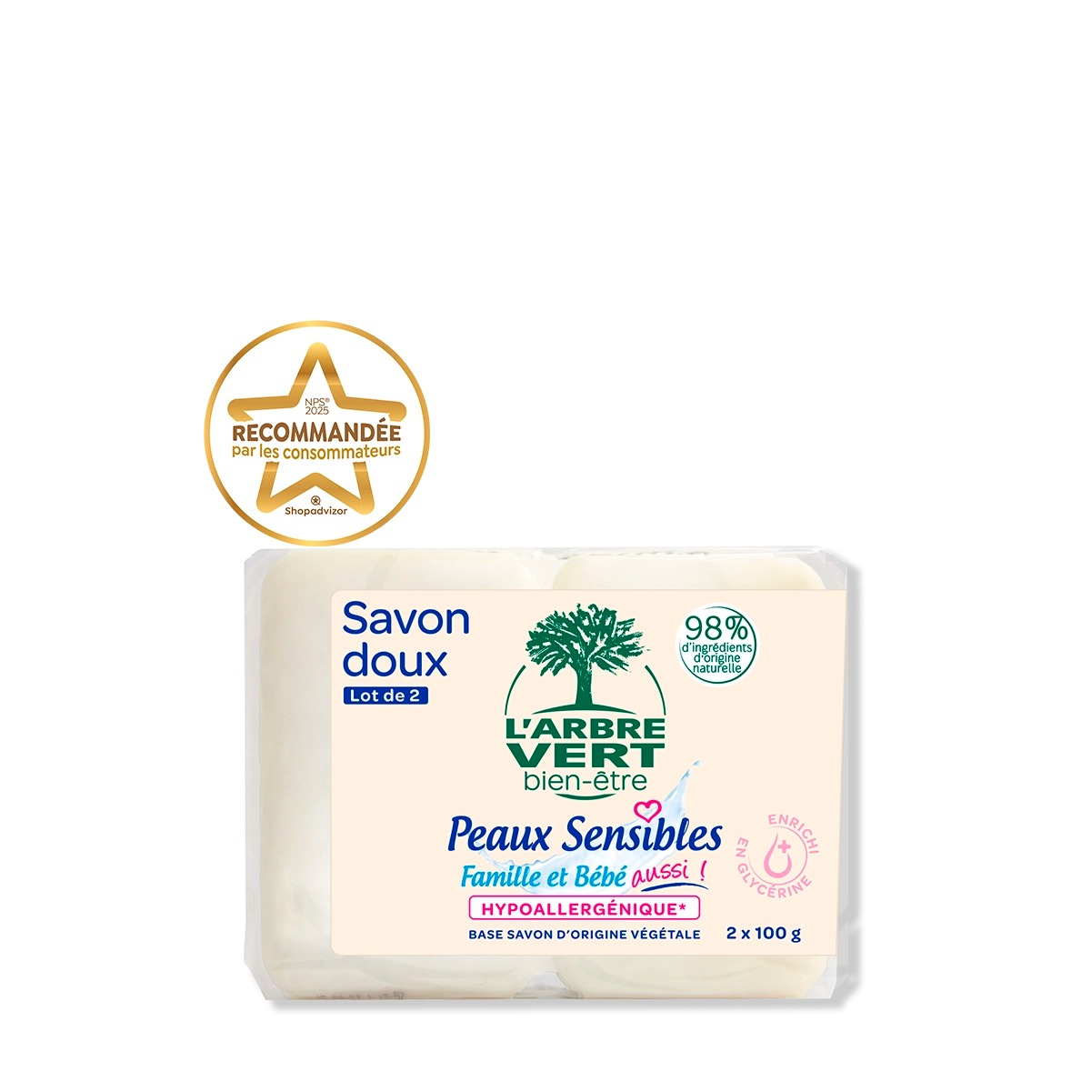 Savon doux Peaux sensibles 2 x 100 g