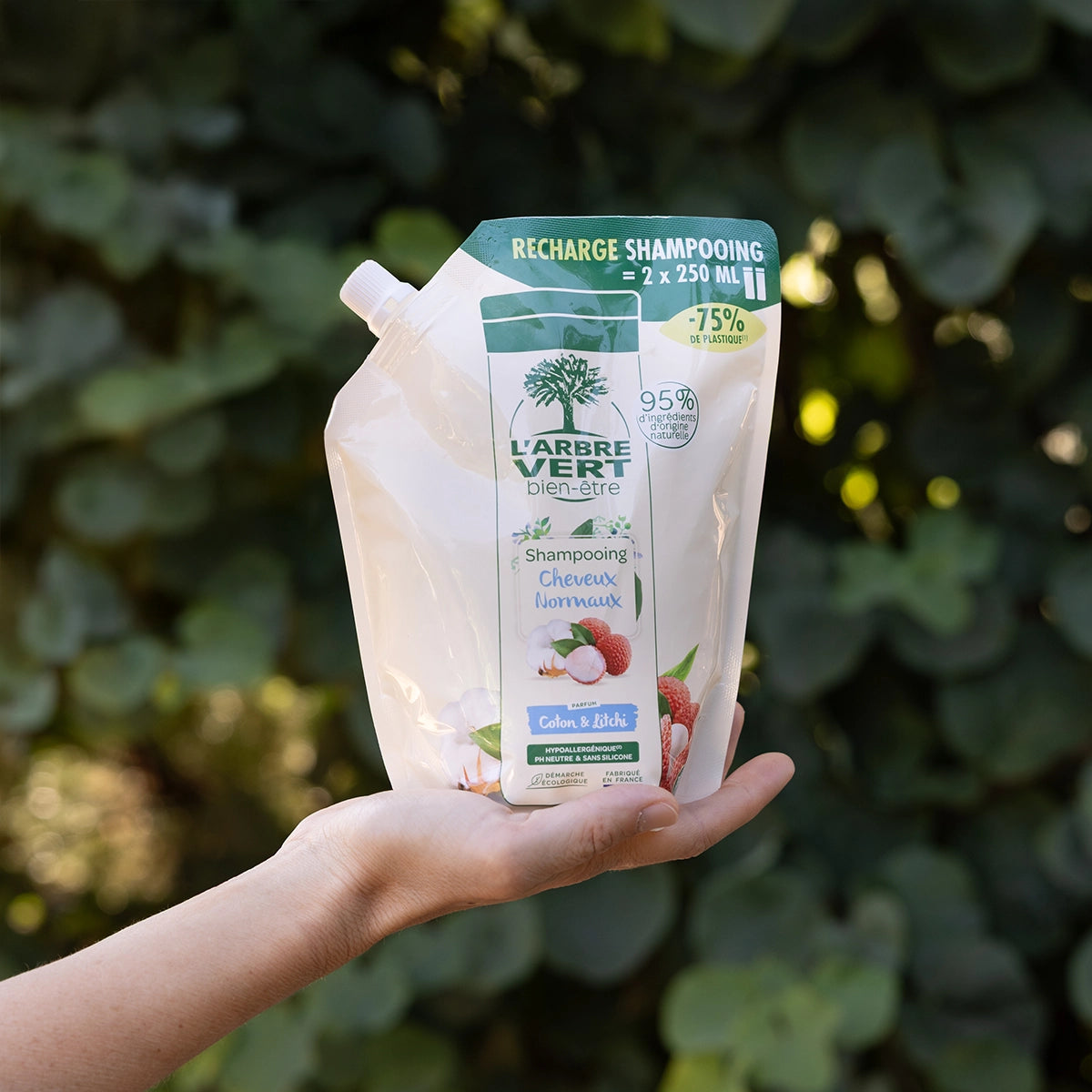 Lot de 3 recharges Shampooing Cheveux Normaux Parfum Coton & Litchi 3x500 mL