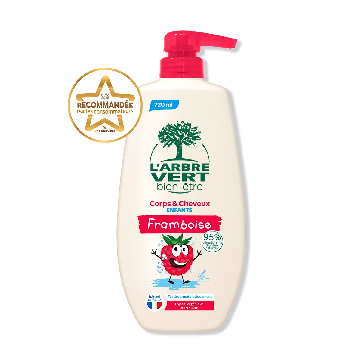 Crème Corps & Cheveux enfants Parfum Framboise 720 mL