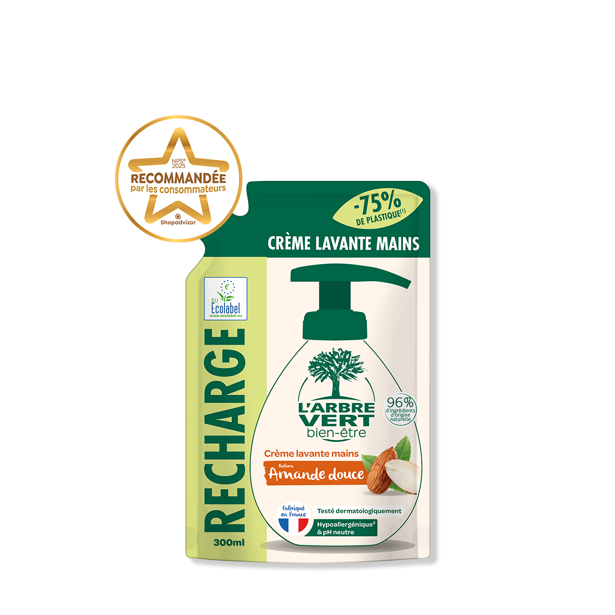 Recharge crème lavante mains Amande douce 300 mL