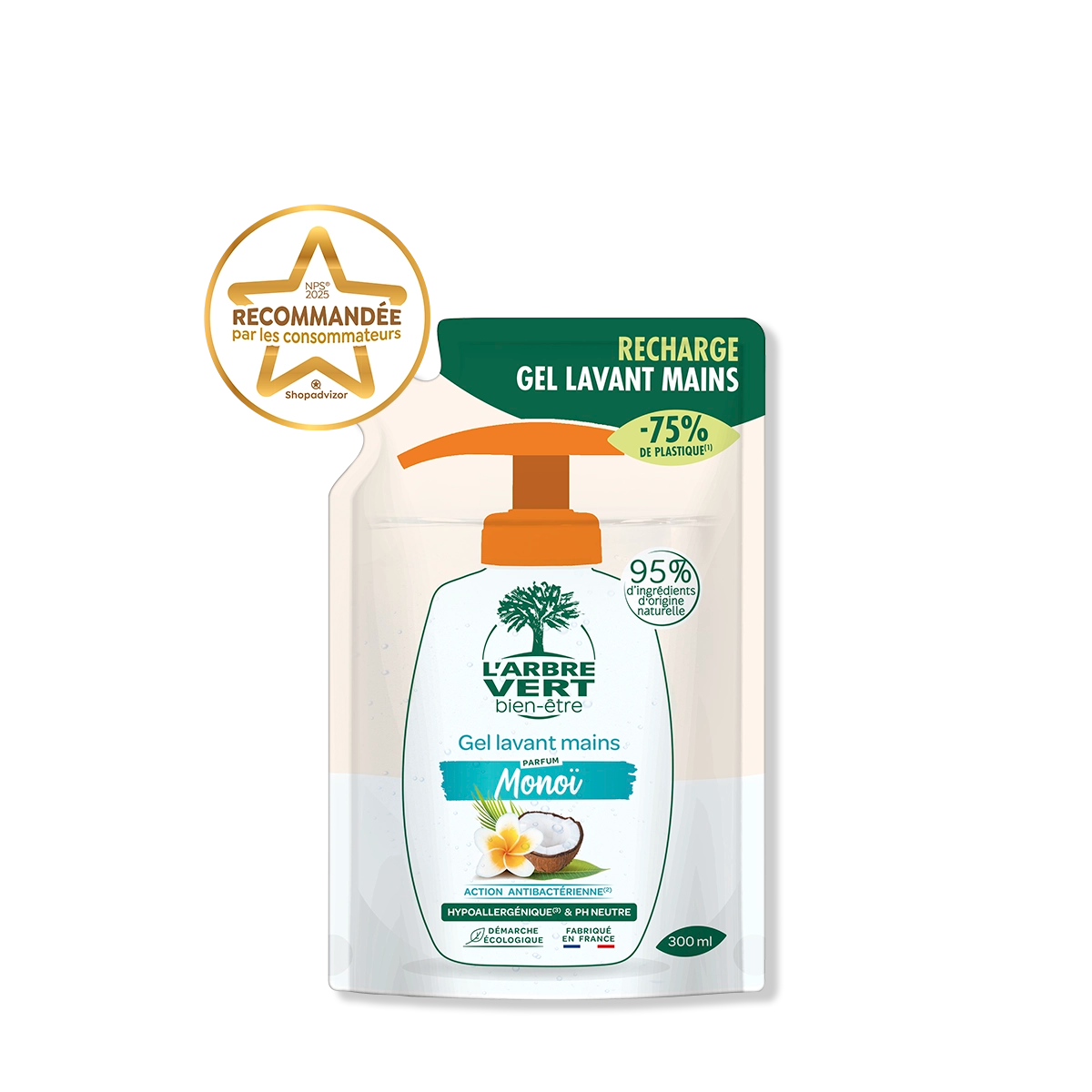 Recharge gel lavant mains Monoï 300 mL