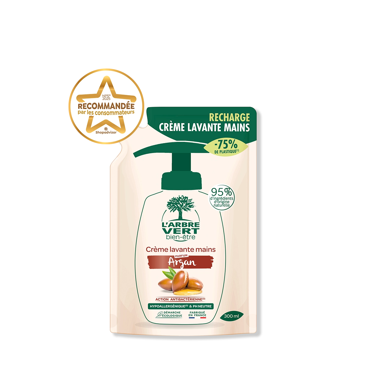 Recharge crème lavante mains Argan 300 mL