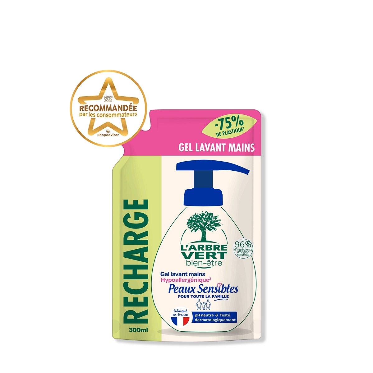 Recharge crème lavante mains Peaux sensibles 300 mL