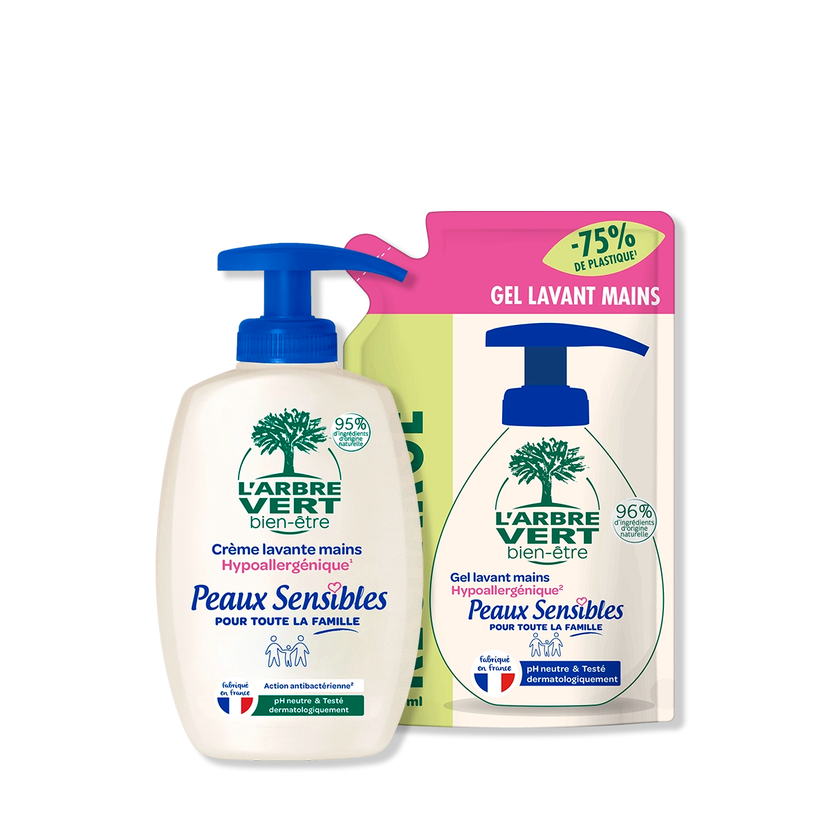 Pack crème lavante et recharge Peaux Sensibles 2 x 300 mL