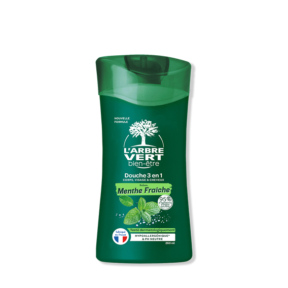 Douche homme 3 en 1 Parfum Menthe fraîche 260 mL