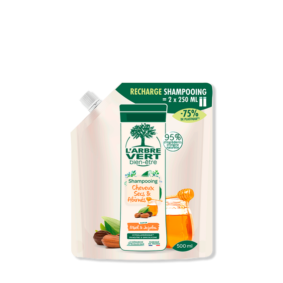 Recharge shampooing Cheveux Secs & Abimés Parfum Miel & Jojoba 500 mL