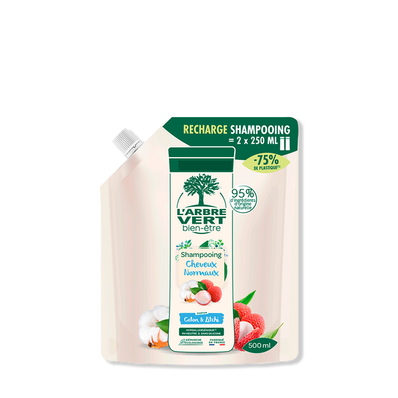 Recharge shampooing Cheveux Normaux Parfum Coton & Litchi 500 mL