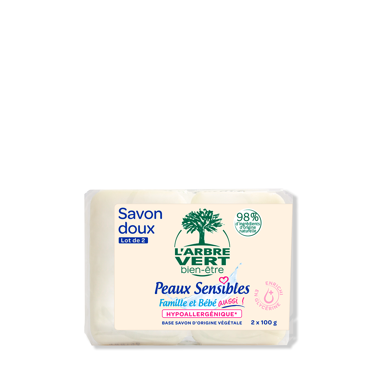 Savon doux Peaux sensibles 2 x 100 g