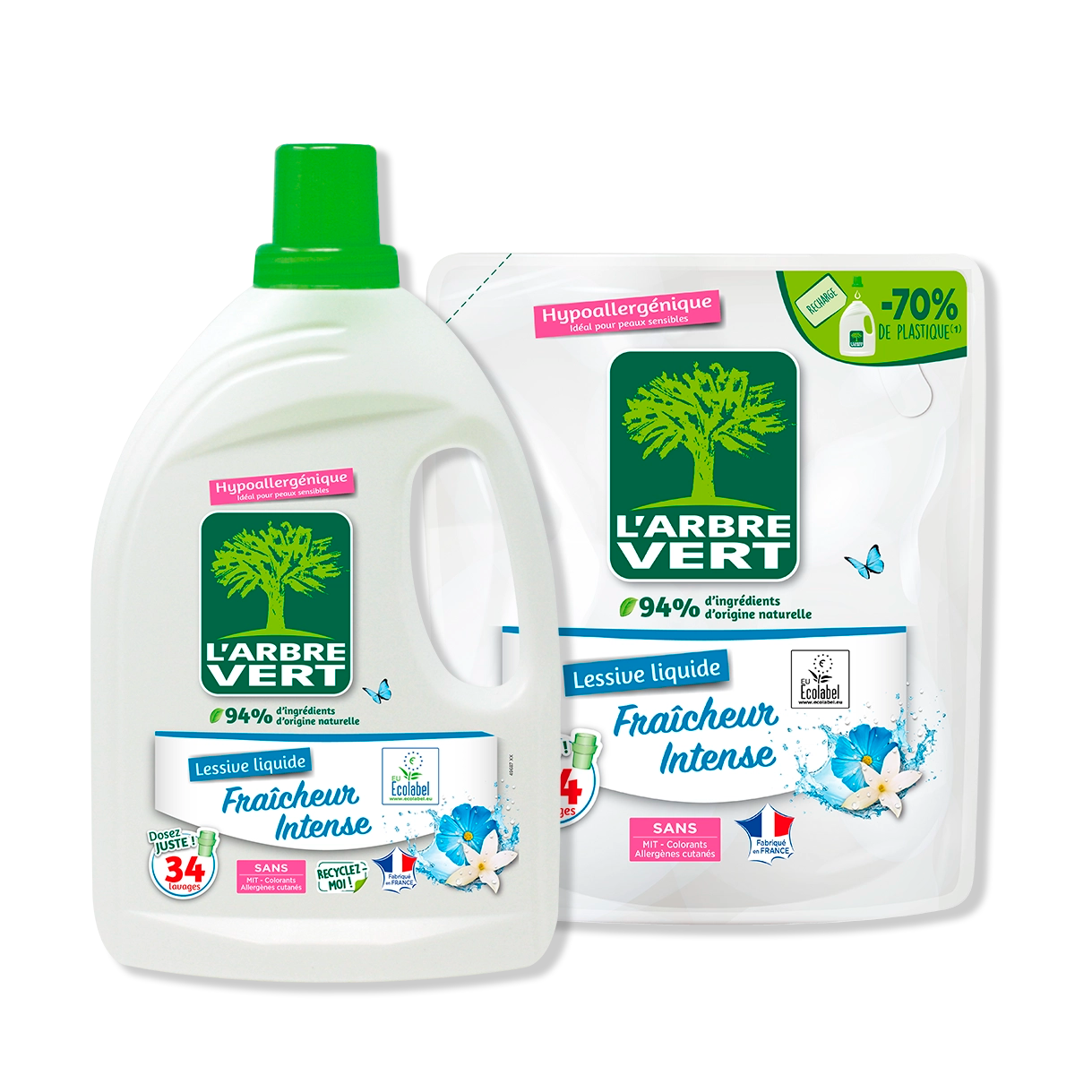 Pack lessive et recharge Fraîcheur Intense 2 x 1,53L