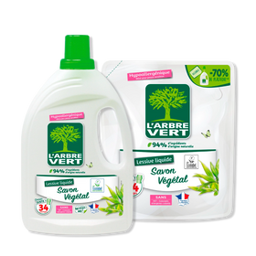 Pack lessive et recharge Savon Végétal 2 x 1,53L