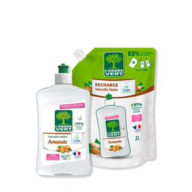 Pack liquide vaisselle et recharge Amande 500 mL + 1L