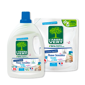 Pack lessive et recharge Peaux sensibles 2 x 1,53L