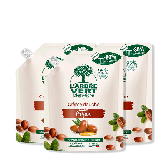 Lot de 3 recharges Crème douche Parfum Argan 3 x 500 mL