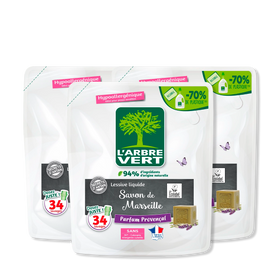 Lot de 3 recharges lessive Savon de Marseille 3 x 1,53L