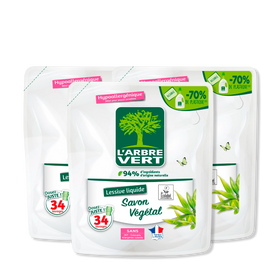 Lot de 3 recharges lessive Savon Végétal 3 x 1,53L