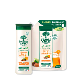 Pack Shampooing et recharge Cheveux Secs et Abîmés Parfum Miel & Jojoba