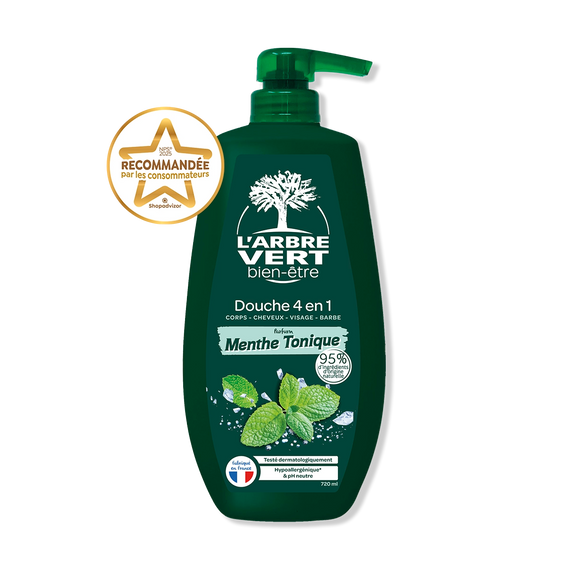 Douche homme 4 en 1 Parfum Menthe tonique 720 mL