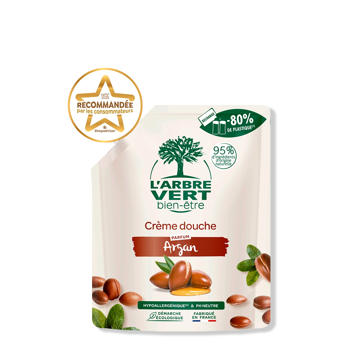 Recharge crème douche Argan avec bouchon 500mL