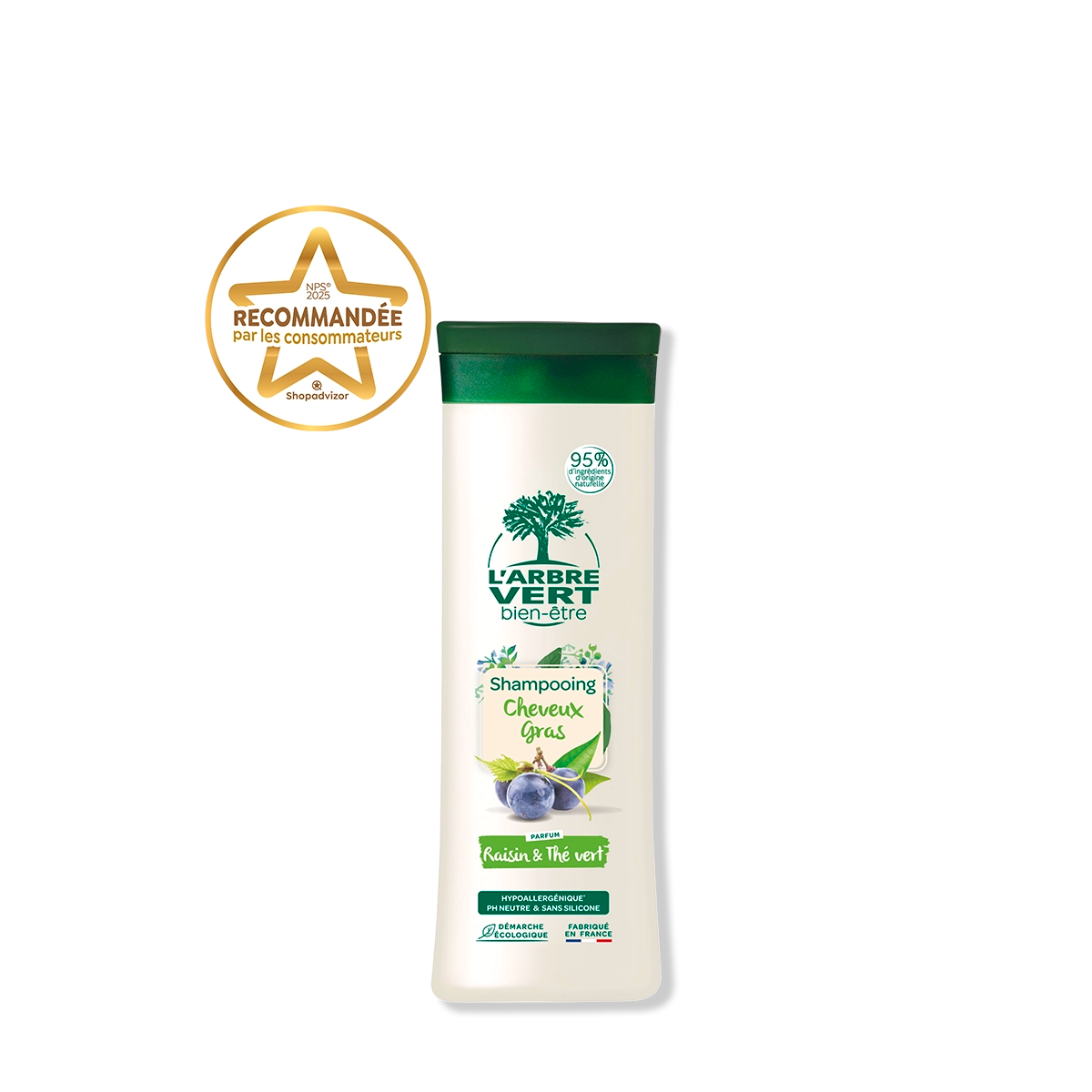 Shampooing Cheveux Gras Parfum Raisin & Thé Vert 250 mL