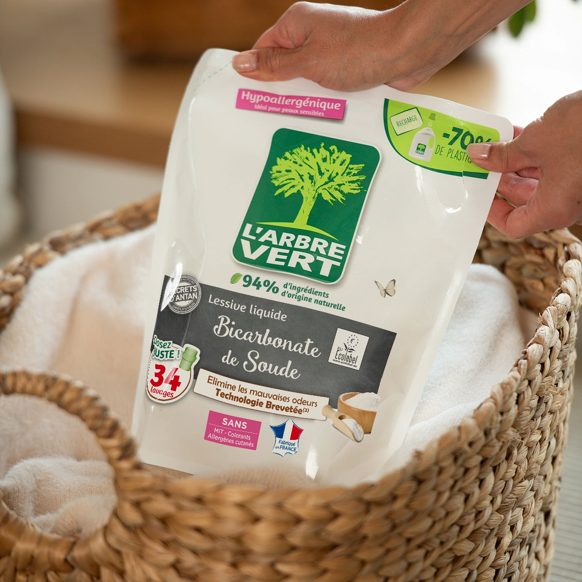 Lot de 3 recharges lessive Bicarbonate de soude 3 x 1,53L