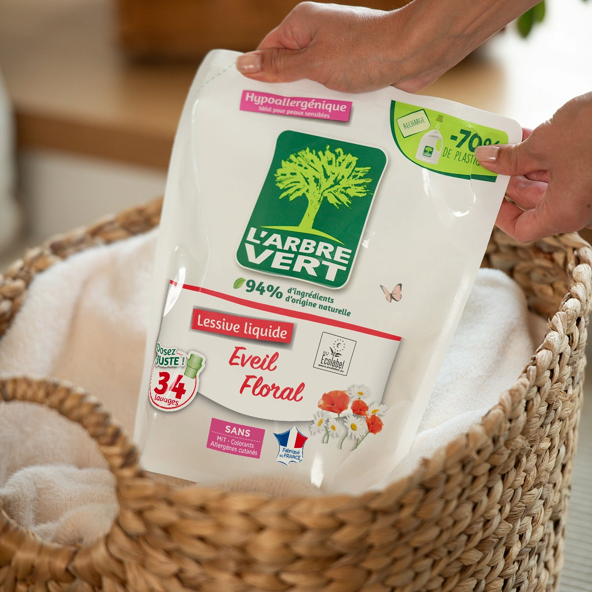 Lot de 3 recharges lessive Eveil Floral 3 x 1,53L