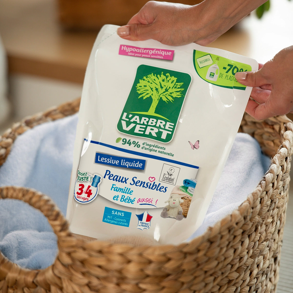 Pack lessive et recharge Peaux sensibles 2 x 1,53L