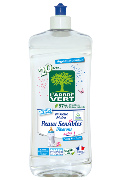 Liquide vaisselle mains Arbre Vert peaux sensibles - Flacon 750 ml
