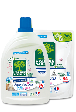 Lessive peaux sensibles et sa recharge